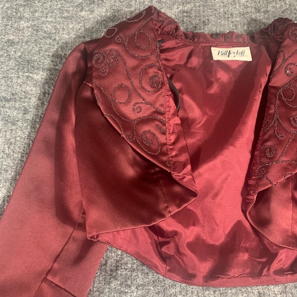 VTG Bill Levkoff Jacket Womens 36 Small Red‎ Balero Dress Coat Embroidered 80s - Picture 7 of 11